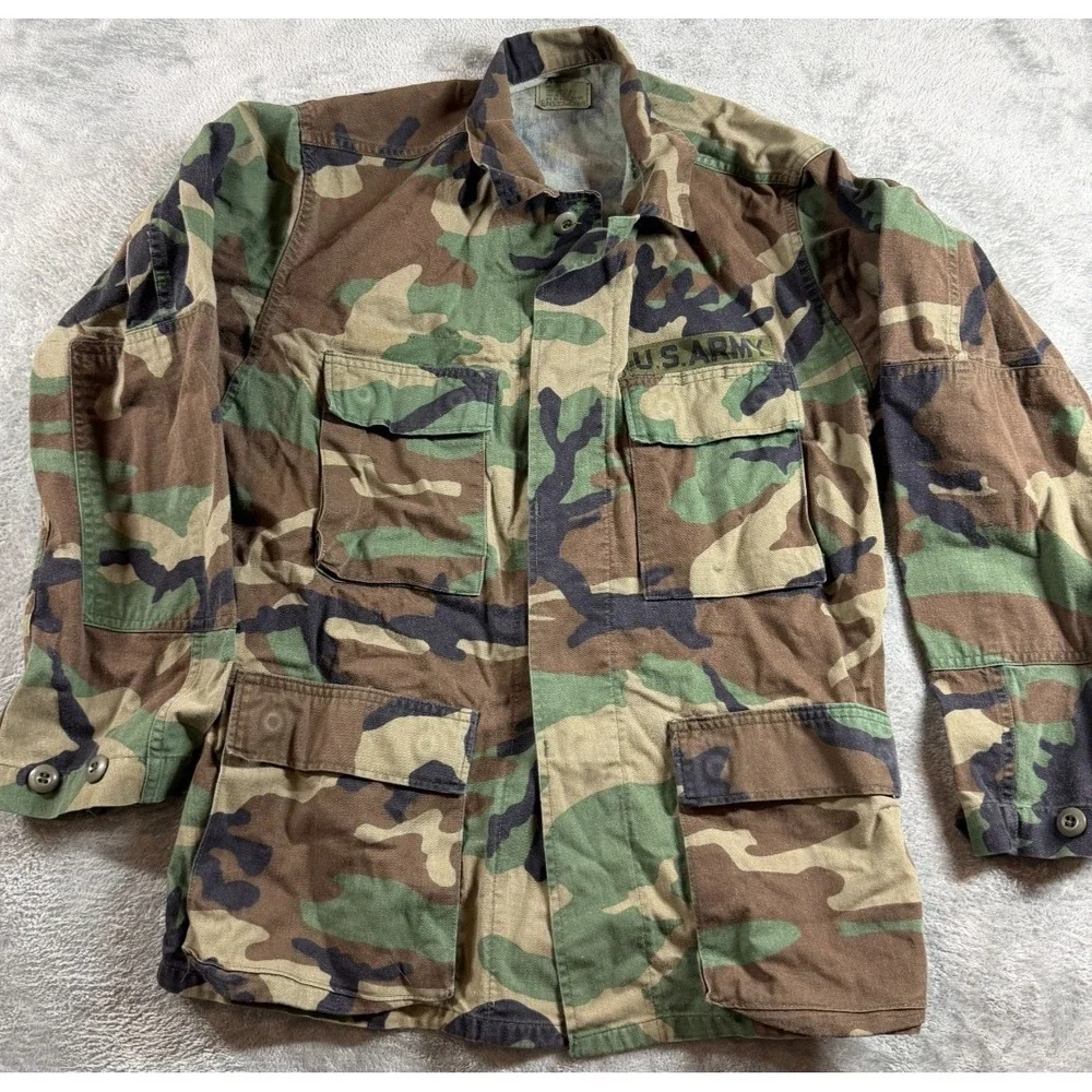 Vtg US Army Woodland Camo Field‎ Jacket 8415-01-084-1542 Small Short